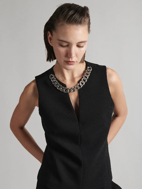 Black crepe jewel top