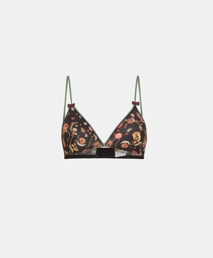 Amethist Printed Nylon Bra - Black Multi