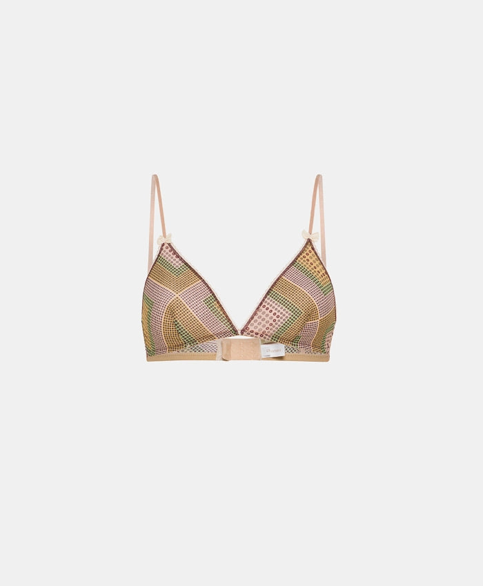 Amethist Printed Nylon Bra - Pink Brown