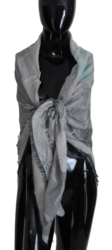 Costume National Print Shawl Foulard Fringes Women's Scarf