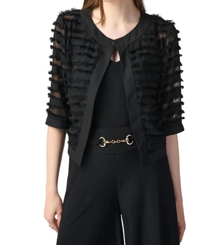 Novelty Georgette Fitted Jacket In Black