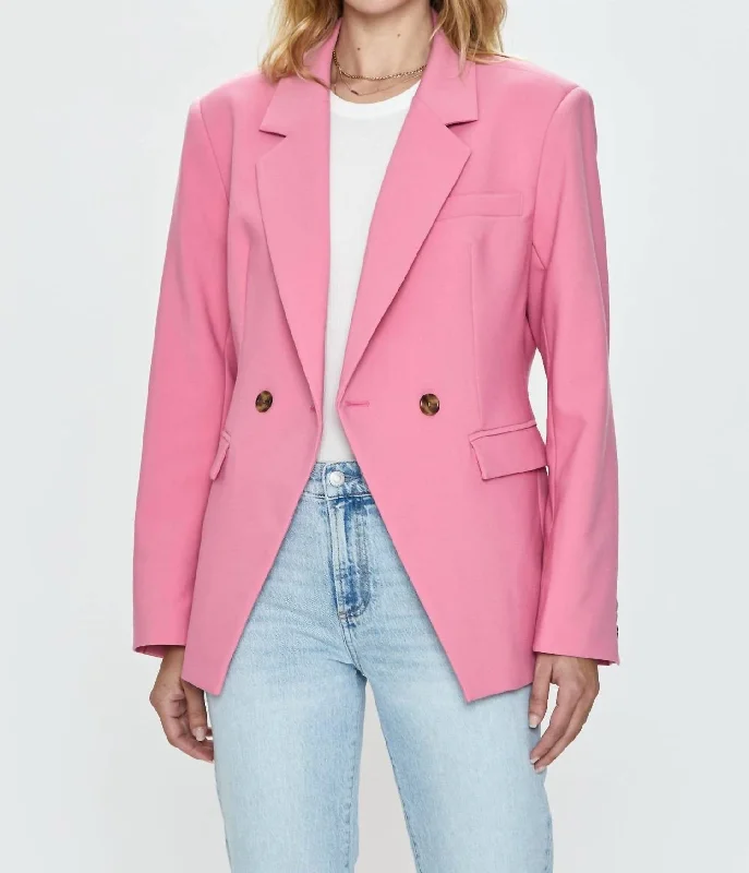 Remy Double Breasted Blazer In Pink Cosmos